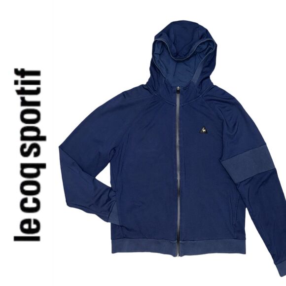 Le Coq Sportif Tops - Le Coq Sportif COQ D'OR Premium Womens Navy Blue Full-Zip Hoodie Viscose Blend